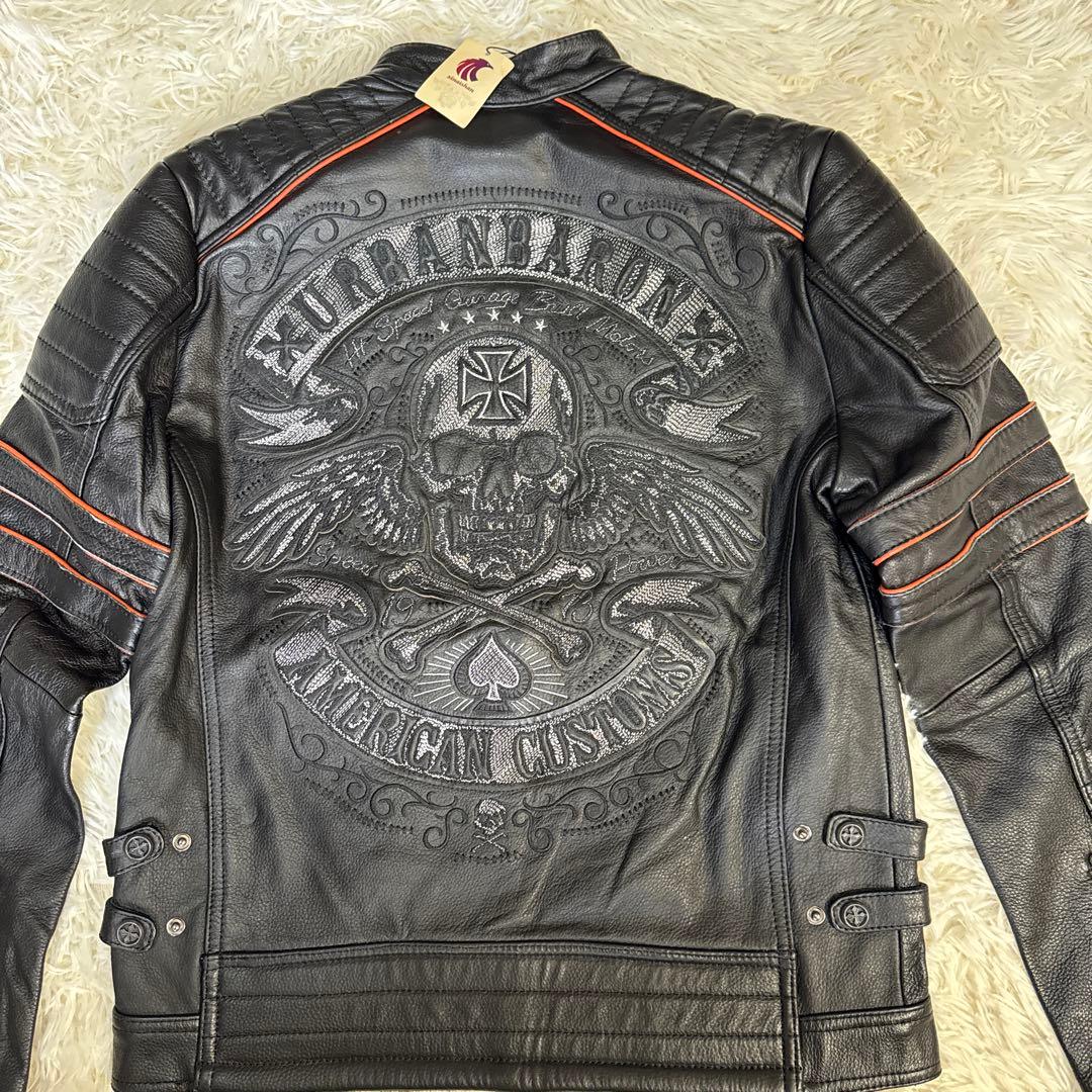 新品タグ付き　URBAN BARON ライダースジャケット オールレザー　刺繍