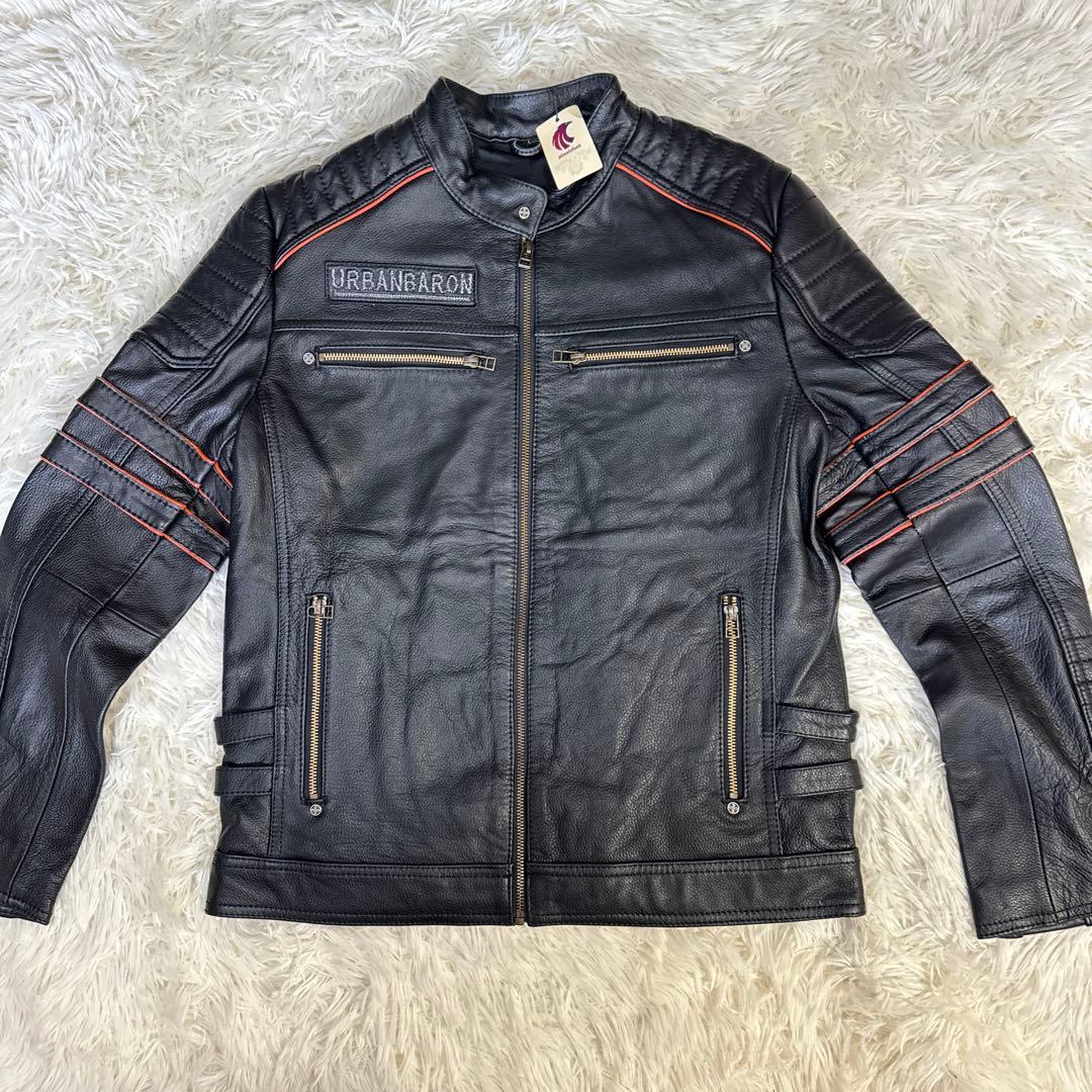 新品タグ付き　URBAN BARON ライダースジャケット オールレザー　刺繍