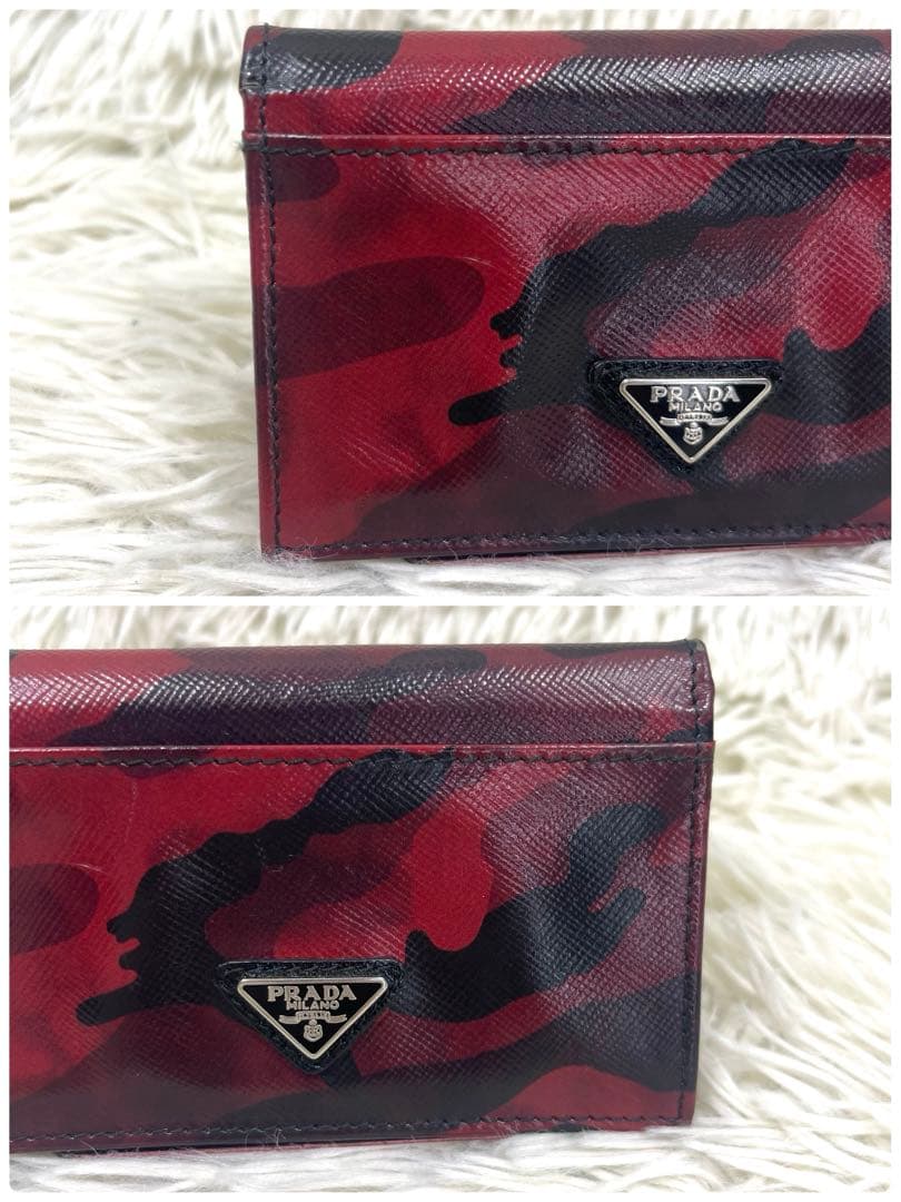 PRADA プラダ　カードケース　三角ロゴプレート レザー　カモフラ