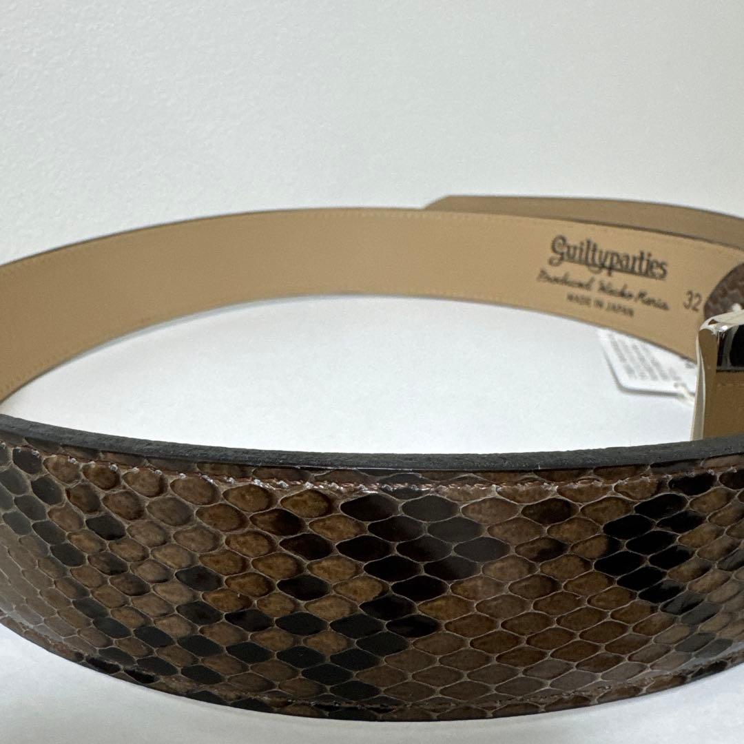 ワコマリア　レザーベルト　パイソン　ブラウン　32