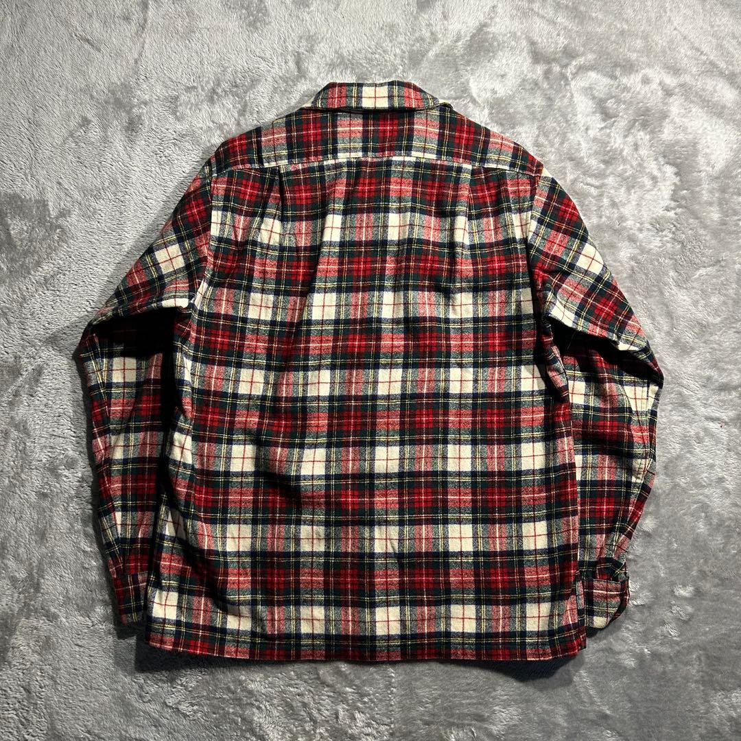 古*J様 70s USA製 vintage ウールチェックボードシャツ 開襟 フ
