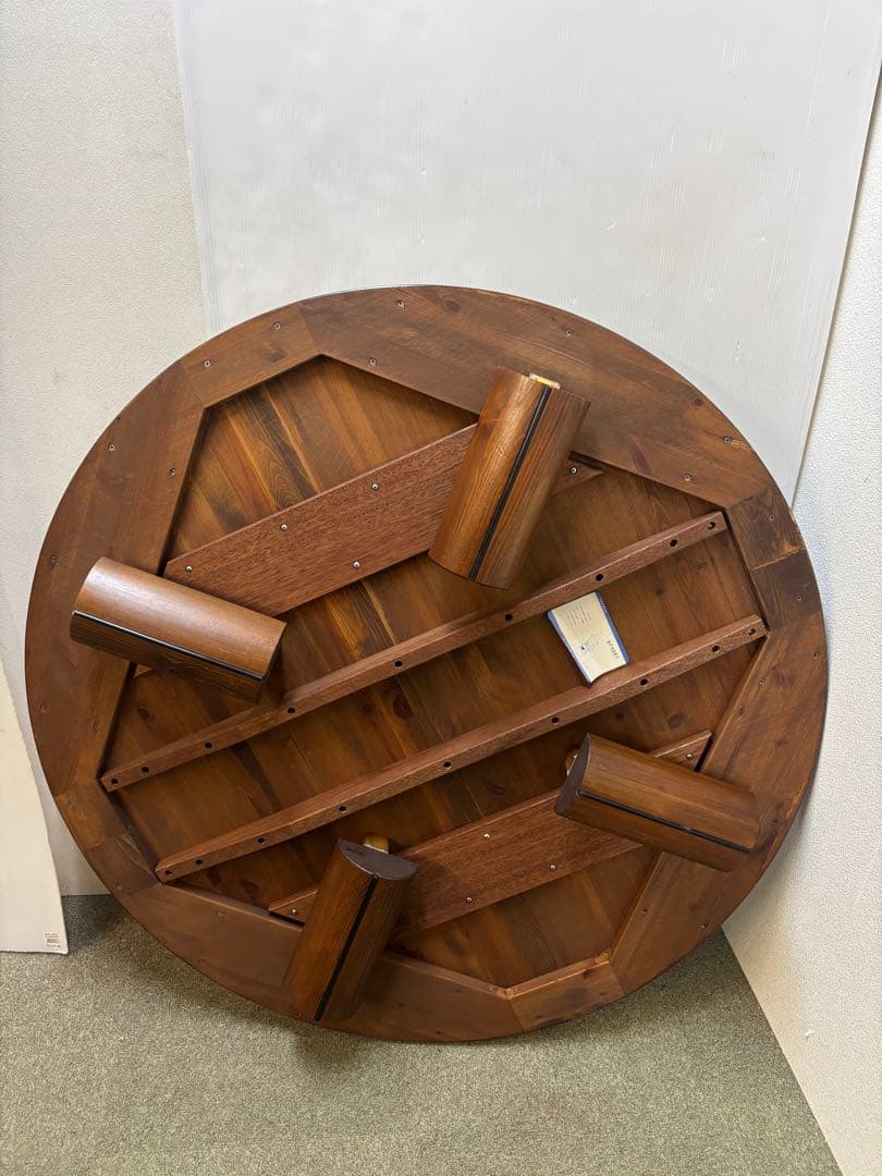 【リペア済み】　125折りたたみ丸テーブル　ちゃぶ台　丸座卓　円形ローテーブル