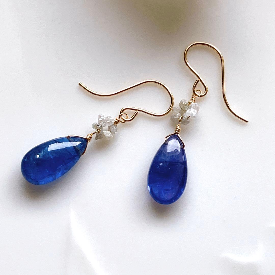 Kaya◆大粒タンザナイト×ホワイトダイヤモンドピアス✧14kgf