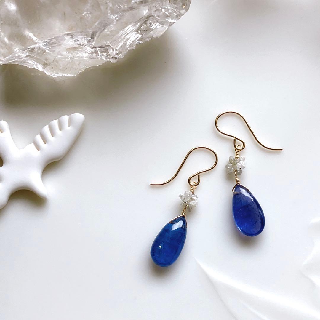 Kaya◆大粒タンザナイト×ホワイトダイヤモンドピアス✧14kgf
