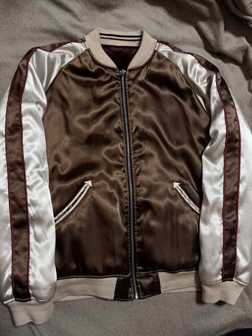 ２面用 TK Takeo ベロア ライオン 桜 日本 スカジャン vintage