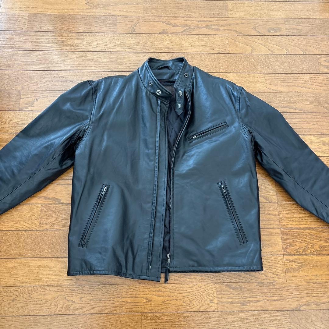 Lingua Leathers ブラックレザーライダースジャケット