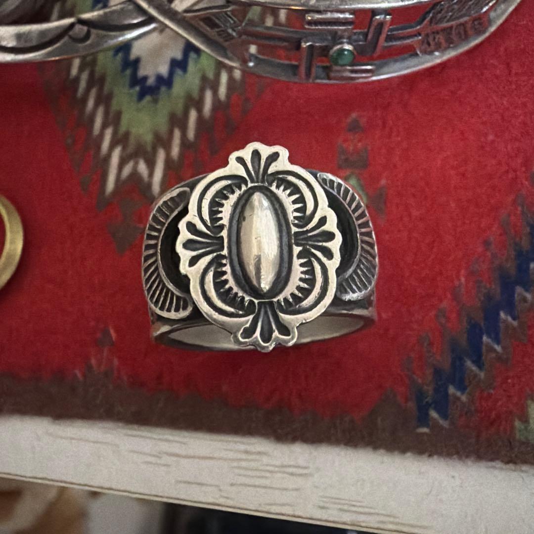 ボーリーブス　インディアンジュエリー　スタンプワーク　ナバホ　リング