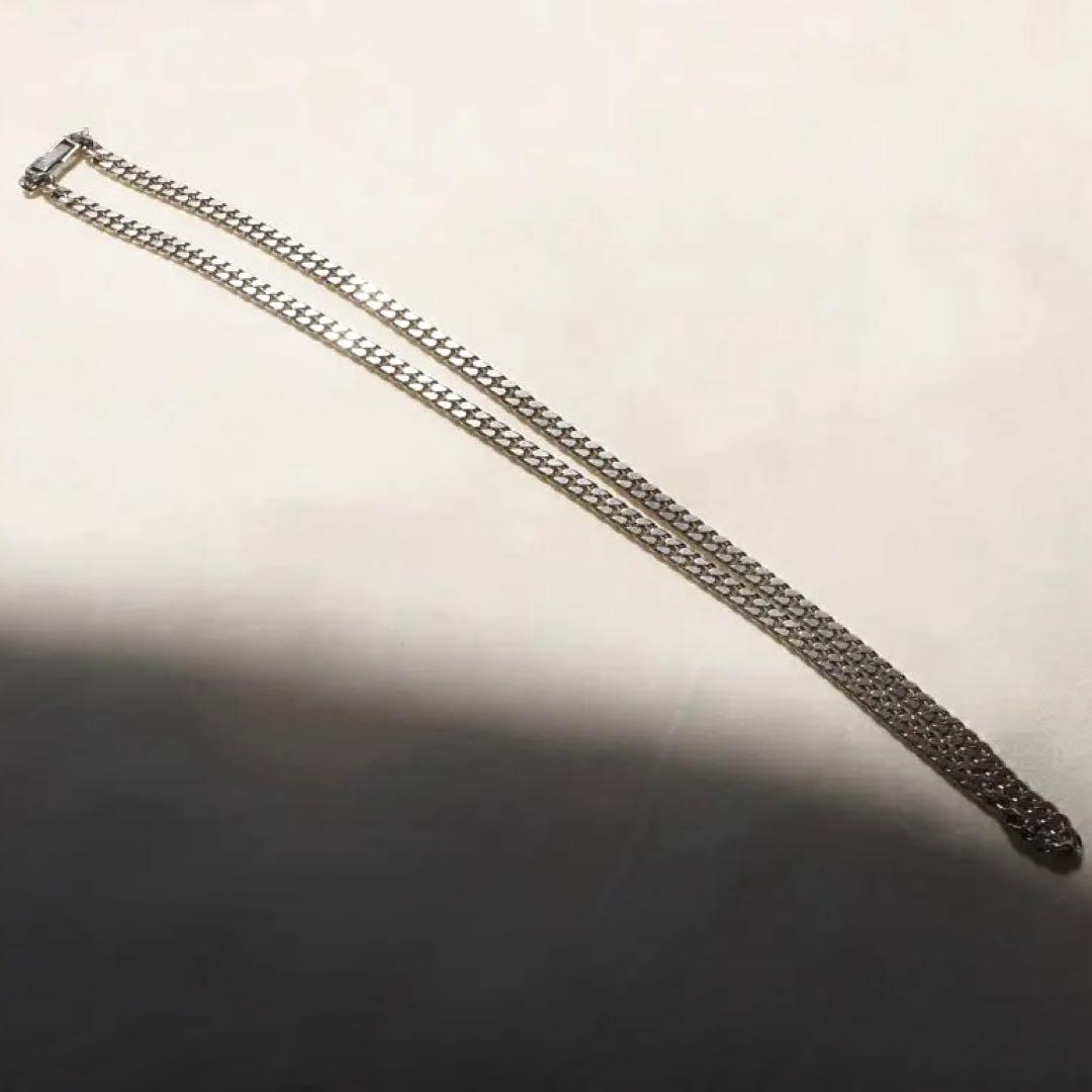 シルバー925 6面 ダブルネックレス 長さ約50cm 幅4mm