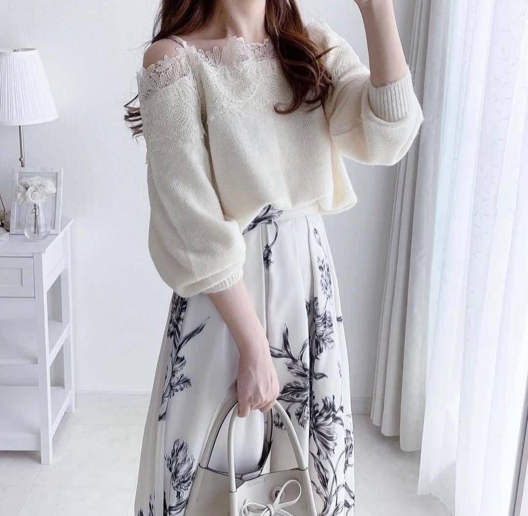 【正規品】レーストリミングオフショルニットプルオーバー SNIDEL