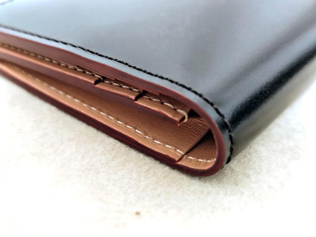 未使用品 ガンゾ コードバン ファスナー小銭入れ付き 長財布 ダークブラウン