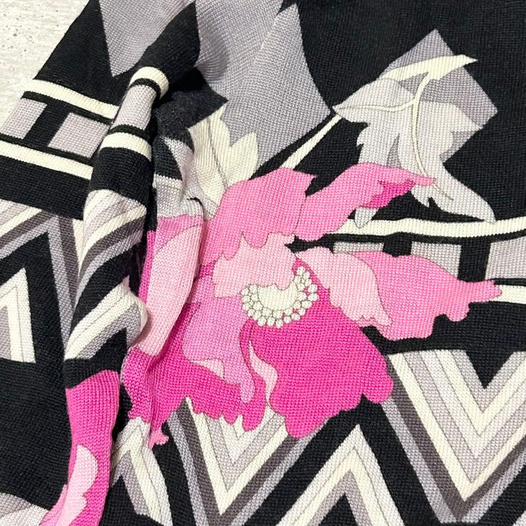 LEONARD SPORTS カットソー【38】花柄 vネック ウール 日本製