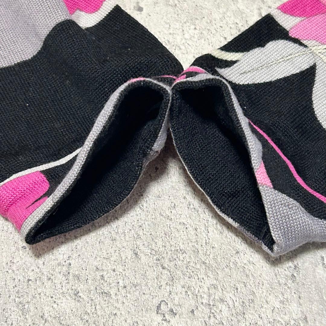 LEONARD SPORTS カットソー【38】花柄 vネック ウール 日本製