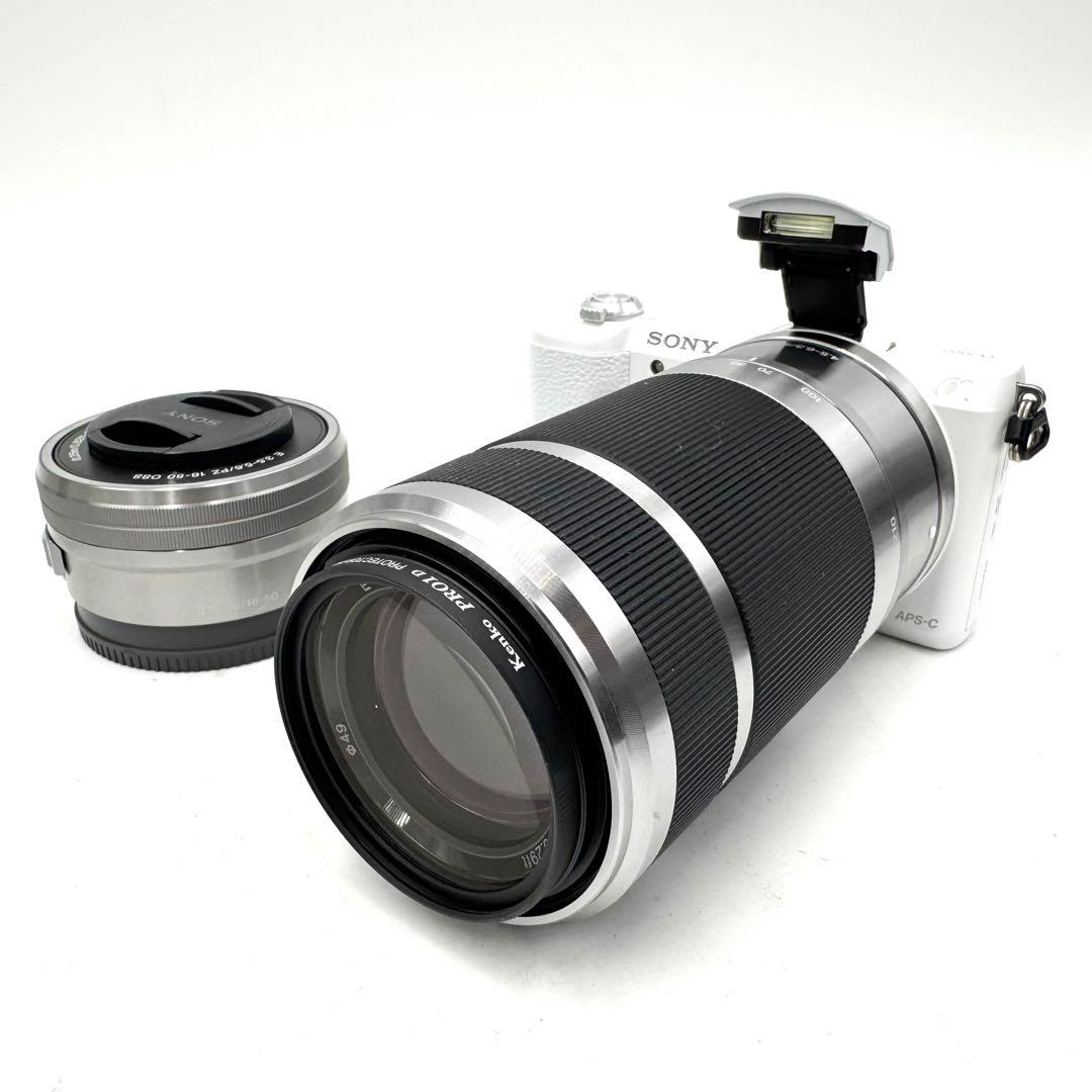 美品 Sony ソニー α5100 ダブルズームキット ホワイト ミラーレス一眼