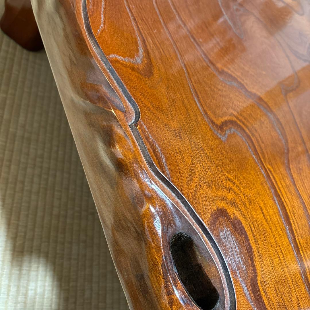 木製座卓 手彫り装飾 茶色