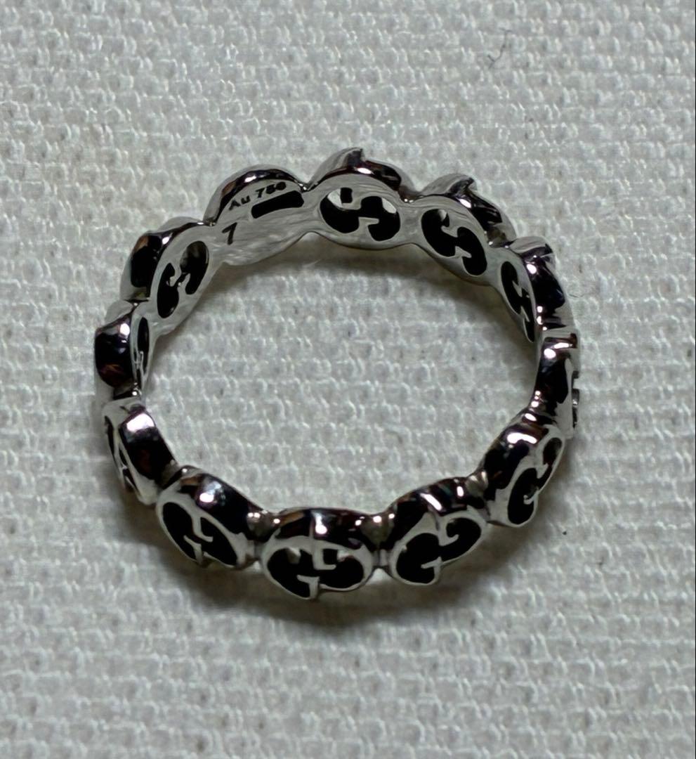 チ*ス様 GUCCI ロゴデザイン シルバーリング AU750 1973 グッチ