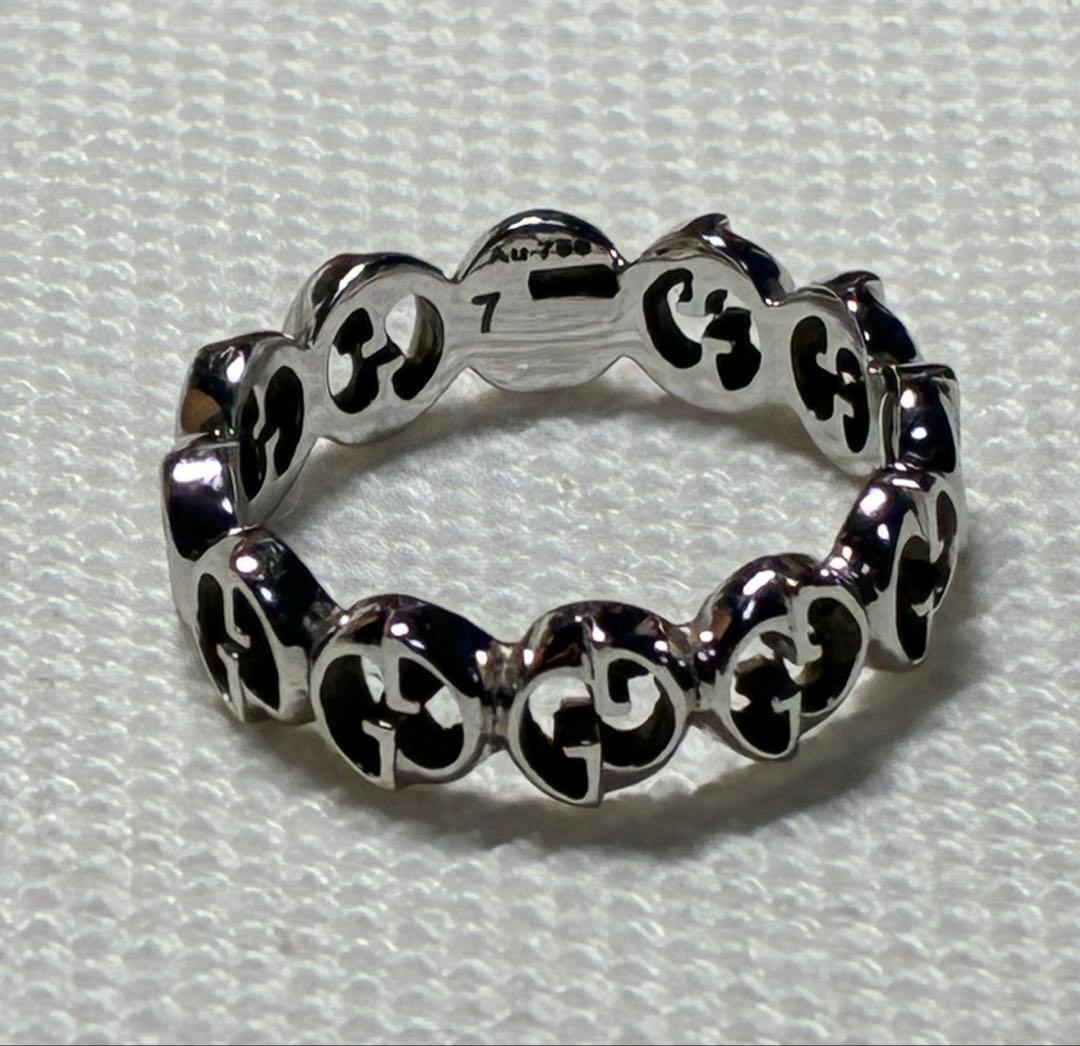 チ*ス様 GUCCI ロゴデザイン シルバーリング AU750 1973 グッチ