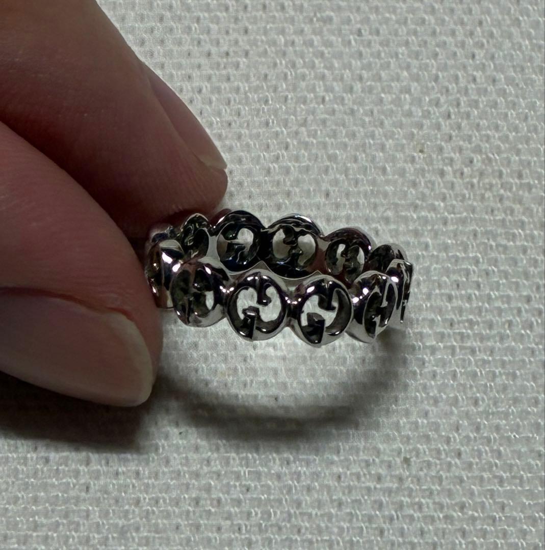 チ*ス様 GUCCI ロゴデザイン シルバーリング AU750 1973 グッチ