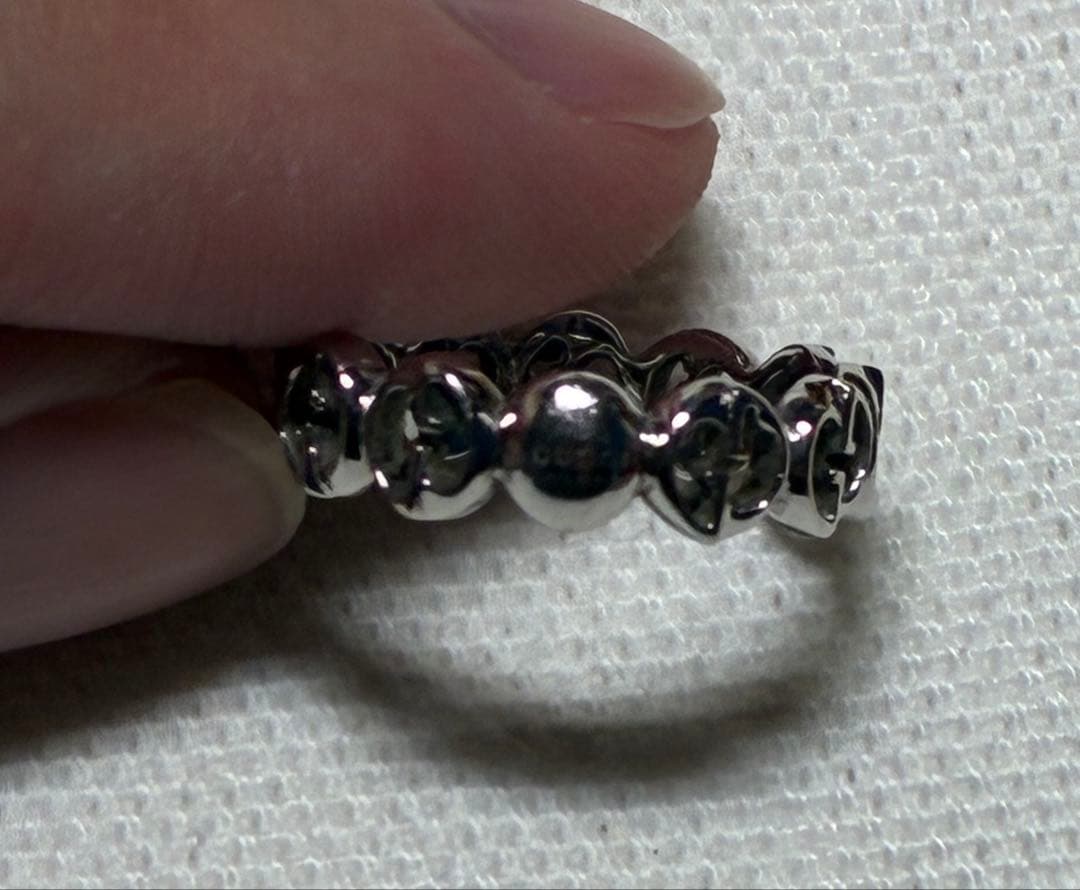 チ*ス様 GUCCI ロゴデザイン シルバーリング AU750 1973 グッチ