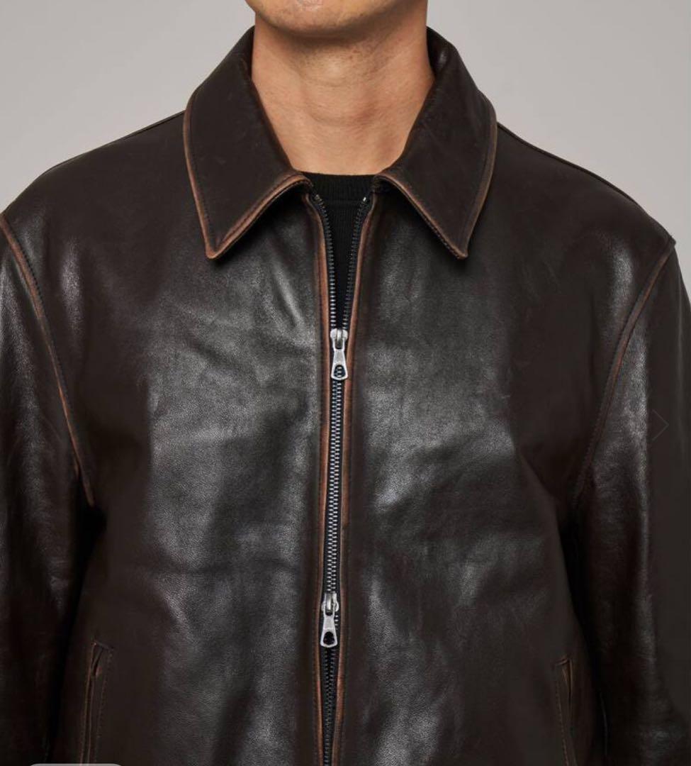 【美品】ÉDIFICEラムレザーフレンチ　　　アンティーク ライダースジャケット