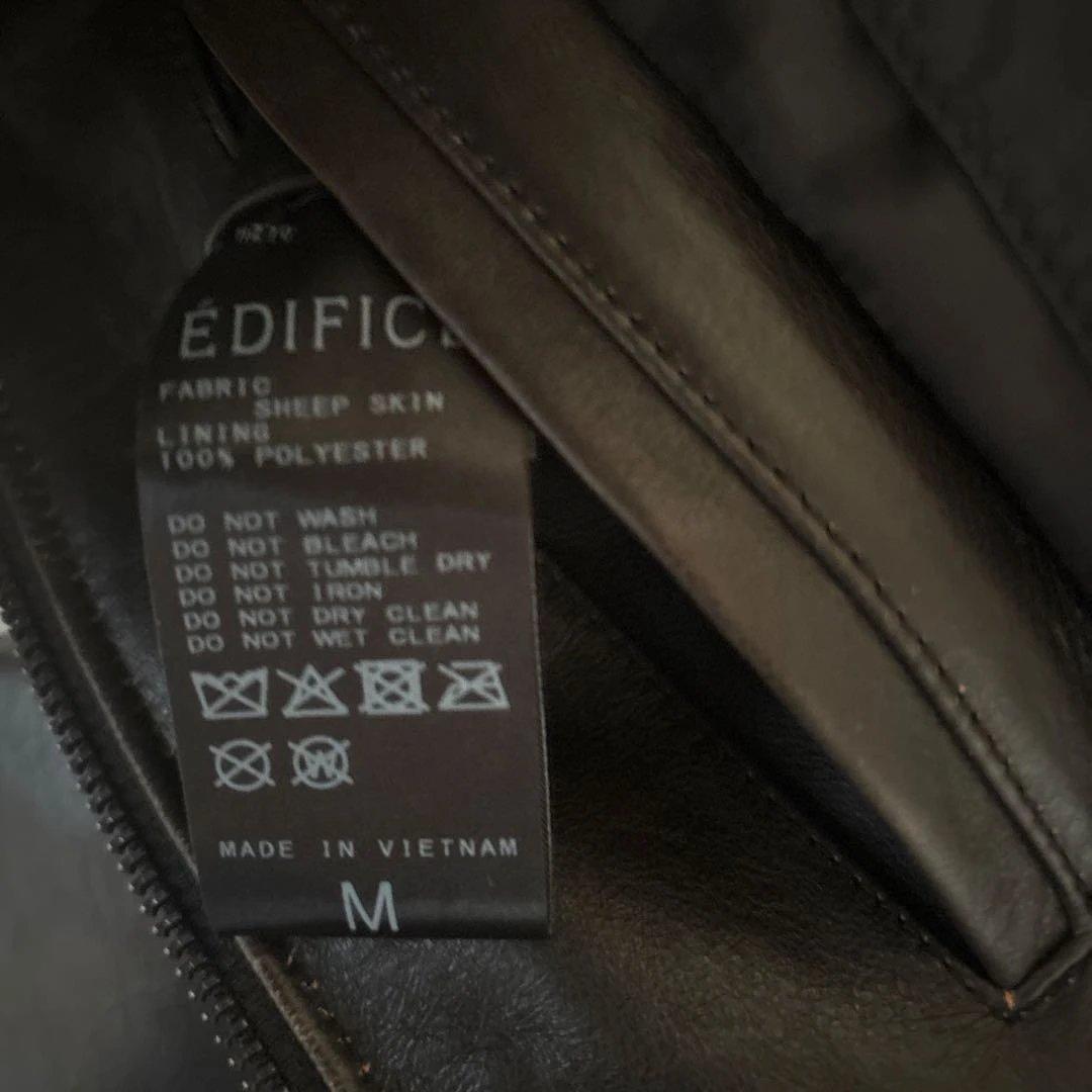 【美品】ÉDIFICEラムレザーフレンチ　　　アンティーク ライダースジャケット