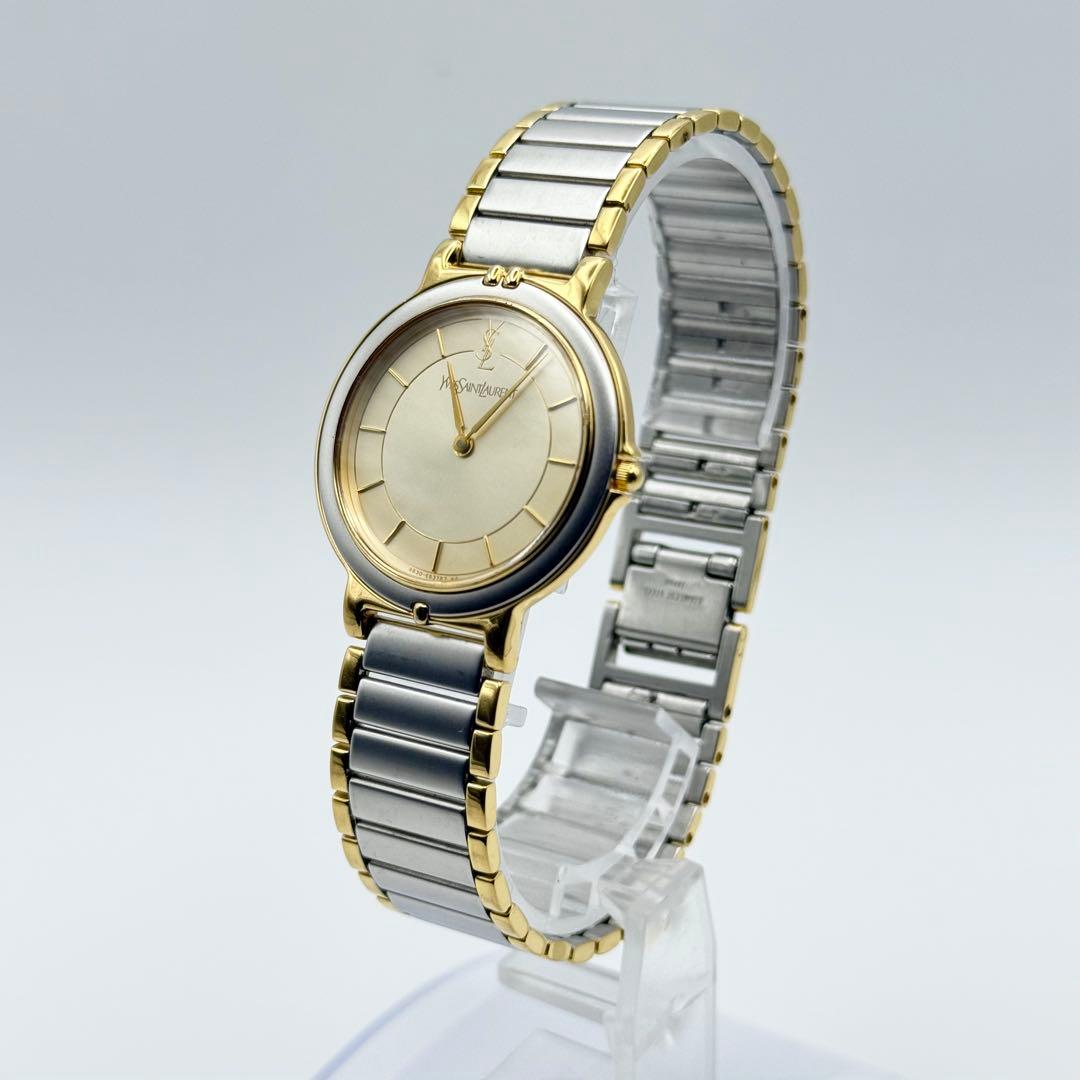 ✨新品電池・稼働✨サンローラン 腕時計 クォーツ ラウンド コンビ ユニセックス