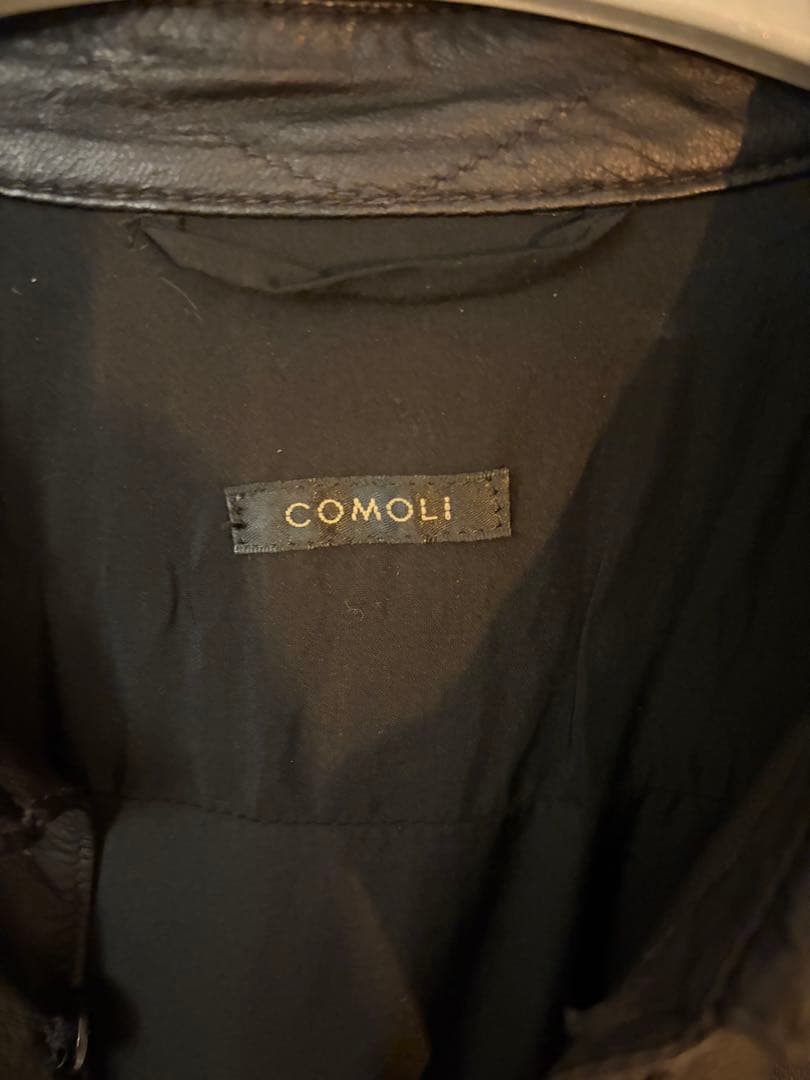 COMOLI ディアスキンレザーシャツ ブラックsize２