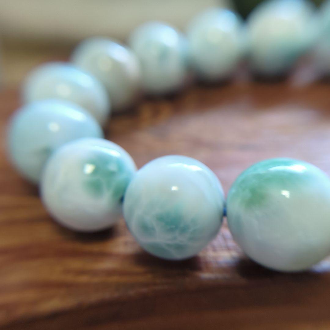 巨大中国の鑑定書付きドミニカ産★ラリマーブレスレット★約14.8mm