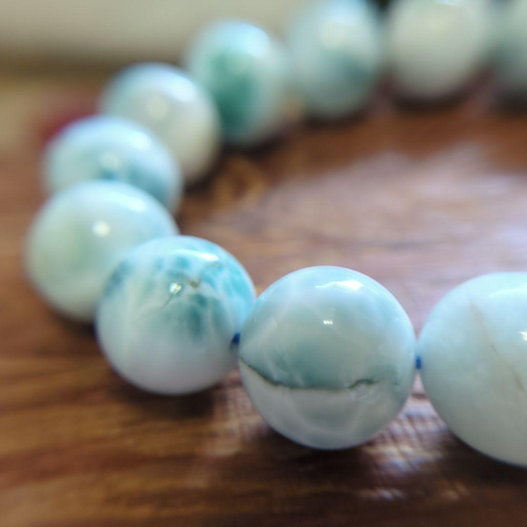 巨大中国の鑑定書付きドミニカ産★ラリマーブレスレット★約14.8mm