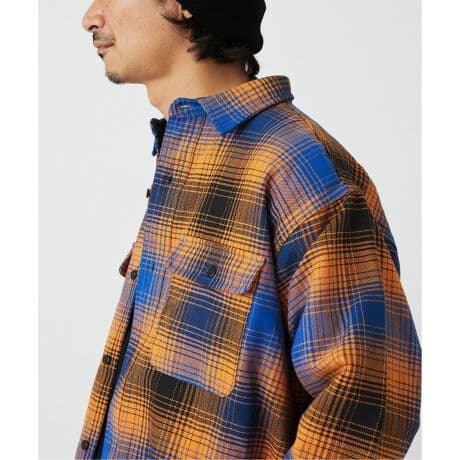 Prentiss プレンティス 別注 ヘビー ネルチェックシャツ オレンジ