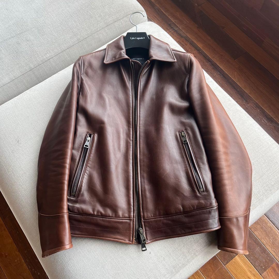 1piu1uguale3 MRB173 レザーライダース ブラウン