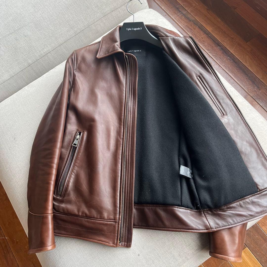1piu1uguale3 MRB173 レザーライダース ブラウン