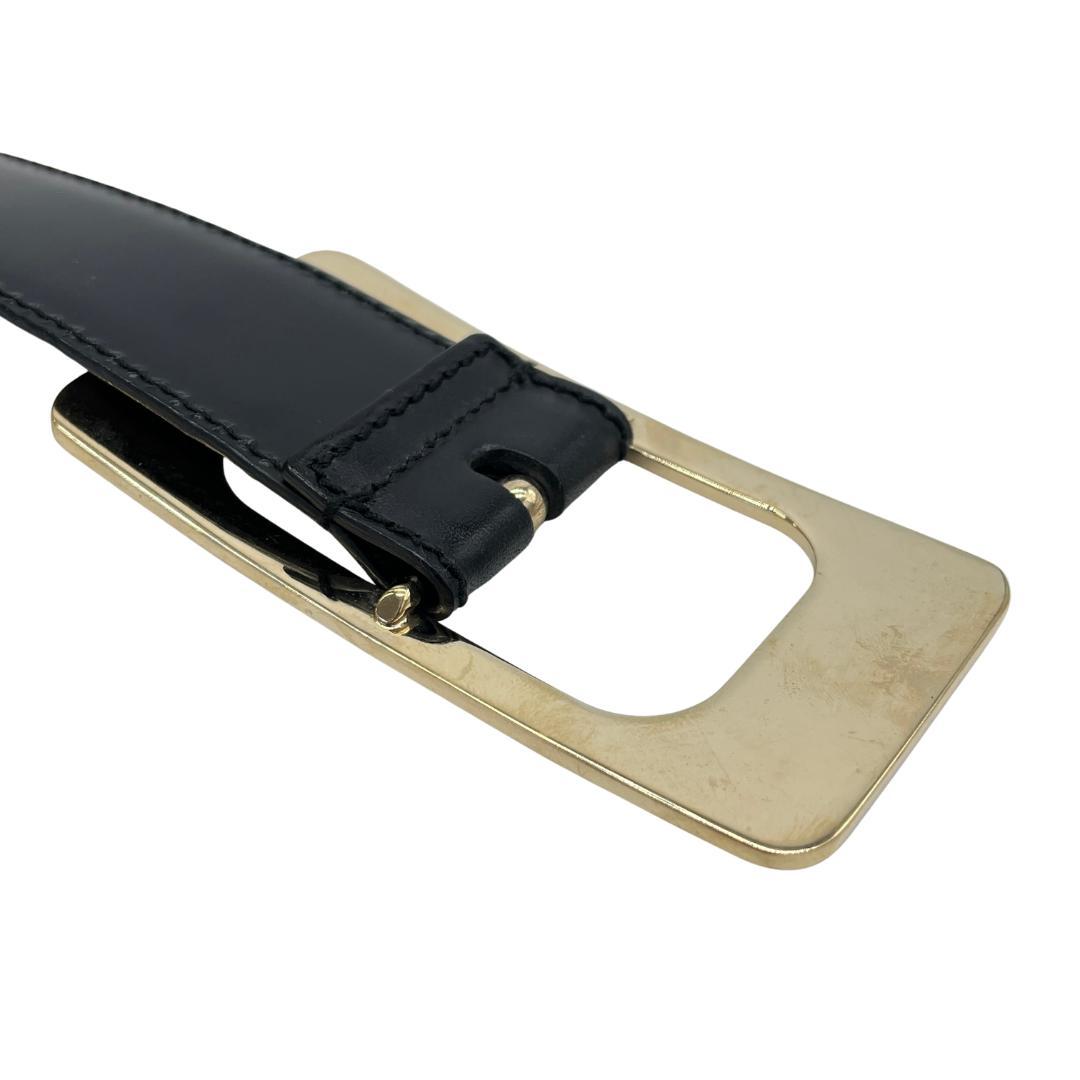 GUCCI グッチ レザーベルト ゴールドバックル ブラック