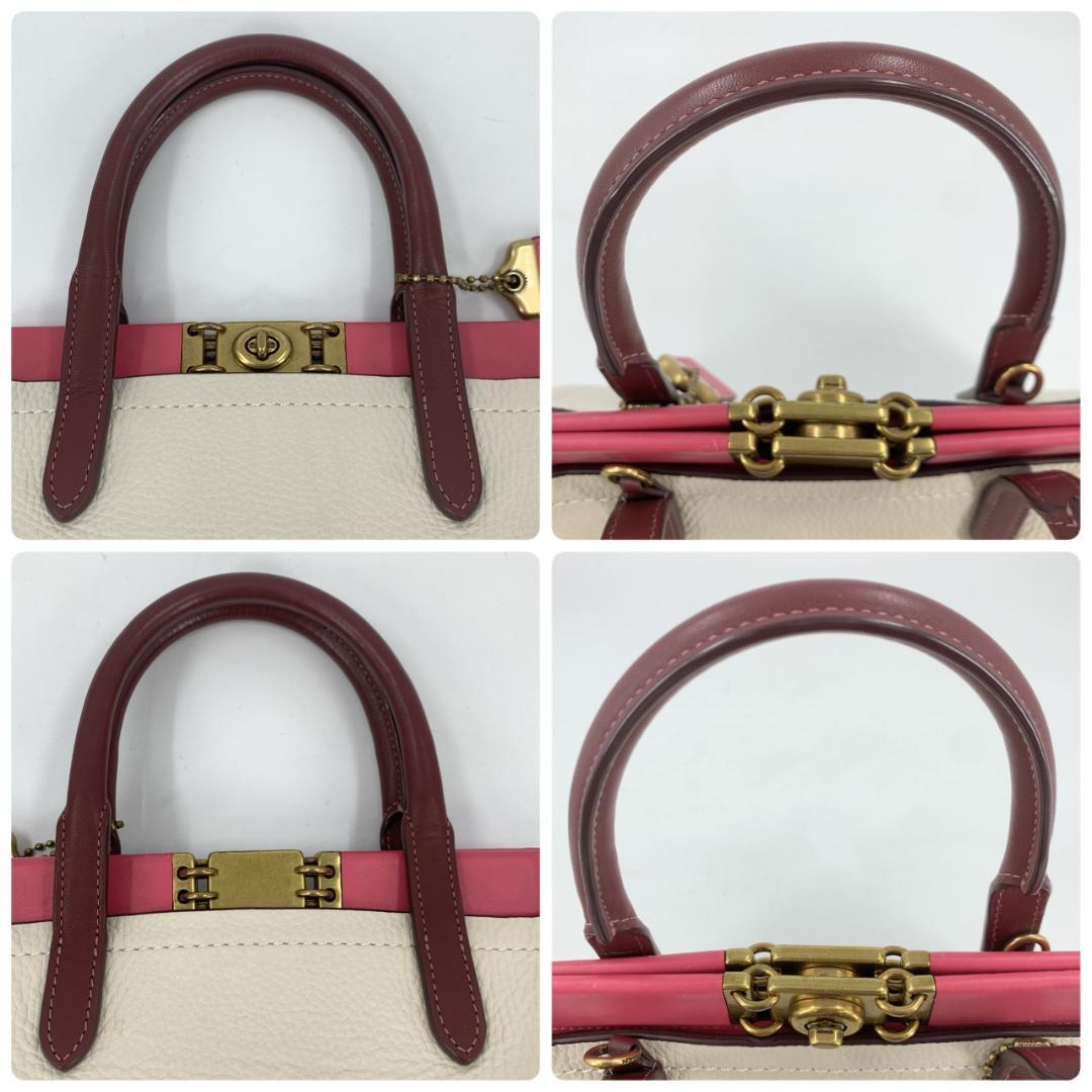 コーチ トループ キャリーオール 2way ハンドバッグ 本革 バイカラー