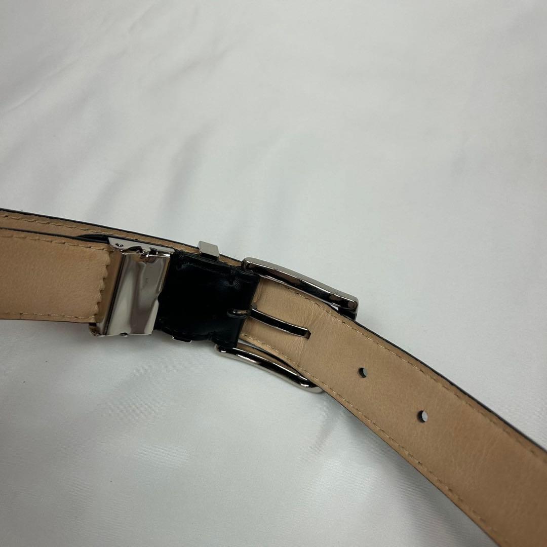 J996 美品 ポールスミス レザー シルバー ベルト ブラック メンズ