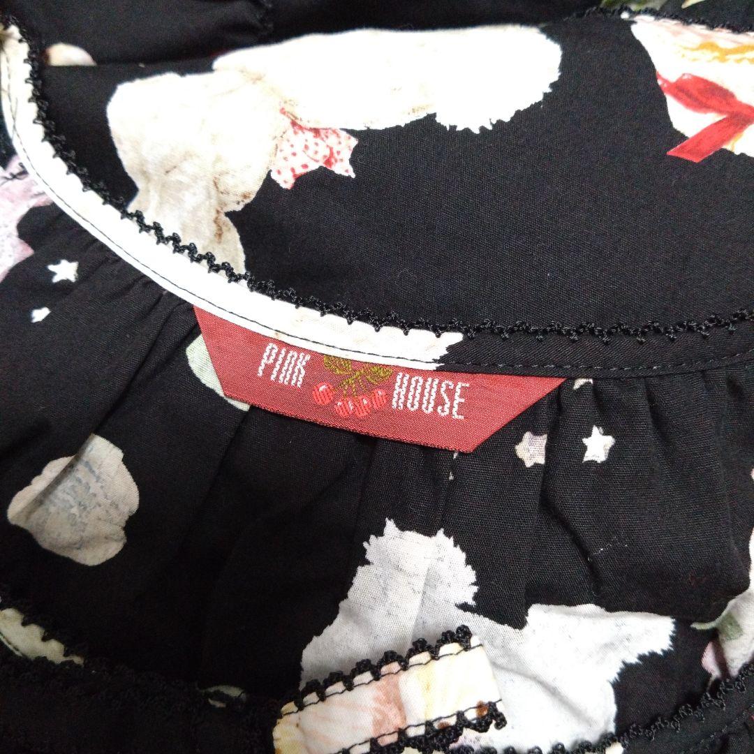 ピンクハウス シュガリースイーツラビットプリントミディワンピースブラック