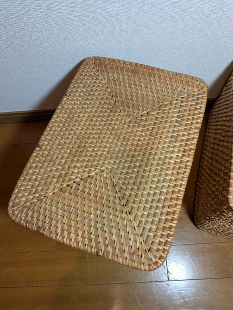 ■送料込■無印良品 重なるラタン長方形バスケット ラタンカゴ インサート収納