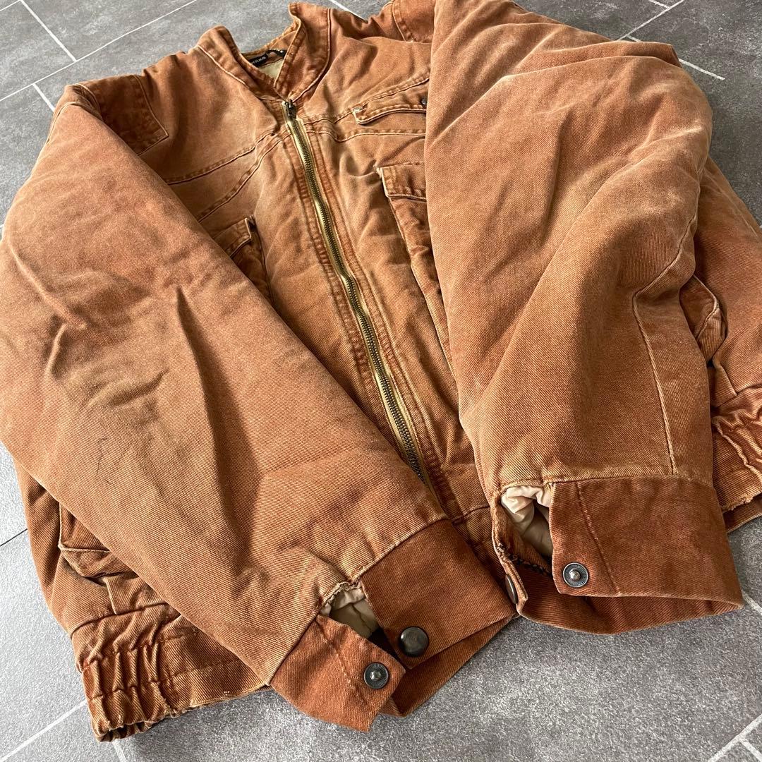 ポルトガル製 ヴィンテージ ワークジャケット ブラウン 鬼フェード 中綿 44