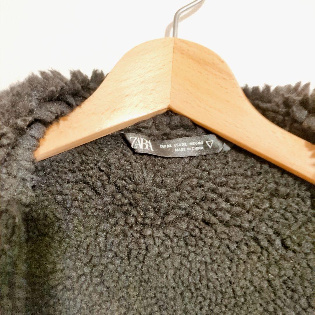 【極美品】ZARA ザラ フェイクムートン ライダースジャケット XL 黒 ボア
