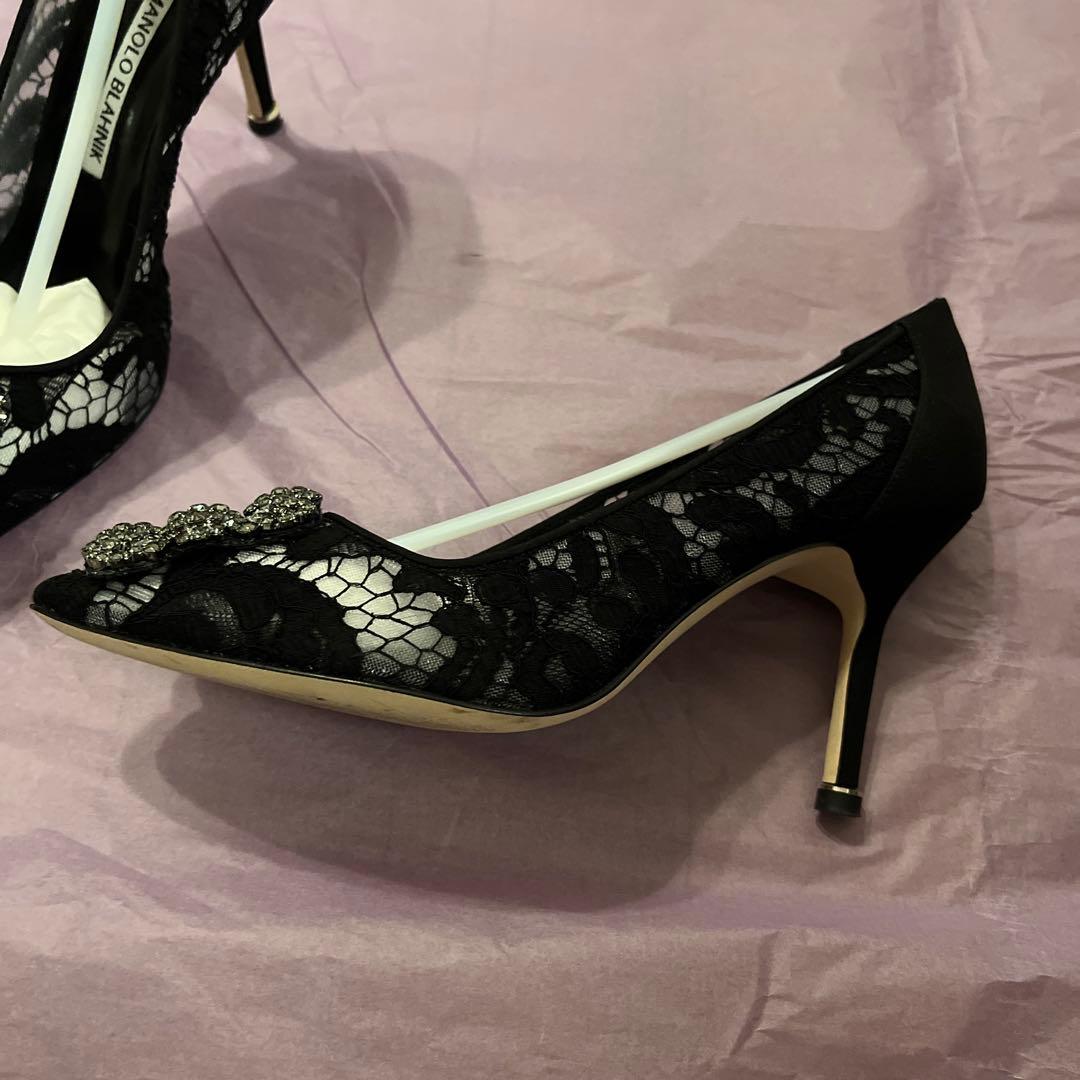 キャメロン様　極美品マノロハンギシ　レース ブラック 35.5（22.5）