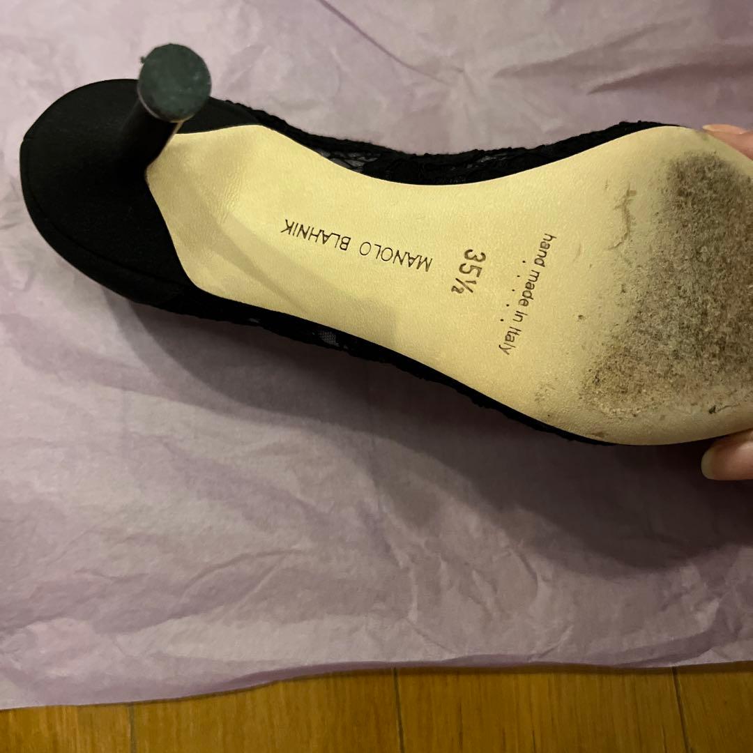 キャメロン様　極美品マノロハンギシ　レース ブラック 35.5（22.5）