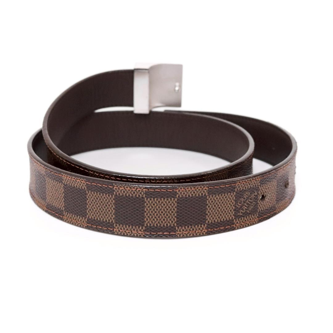 ルイヴィトン ダミエ サンチュール ベルト 80/32 箱・袋付き 銀 1012