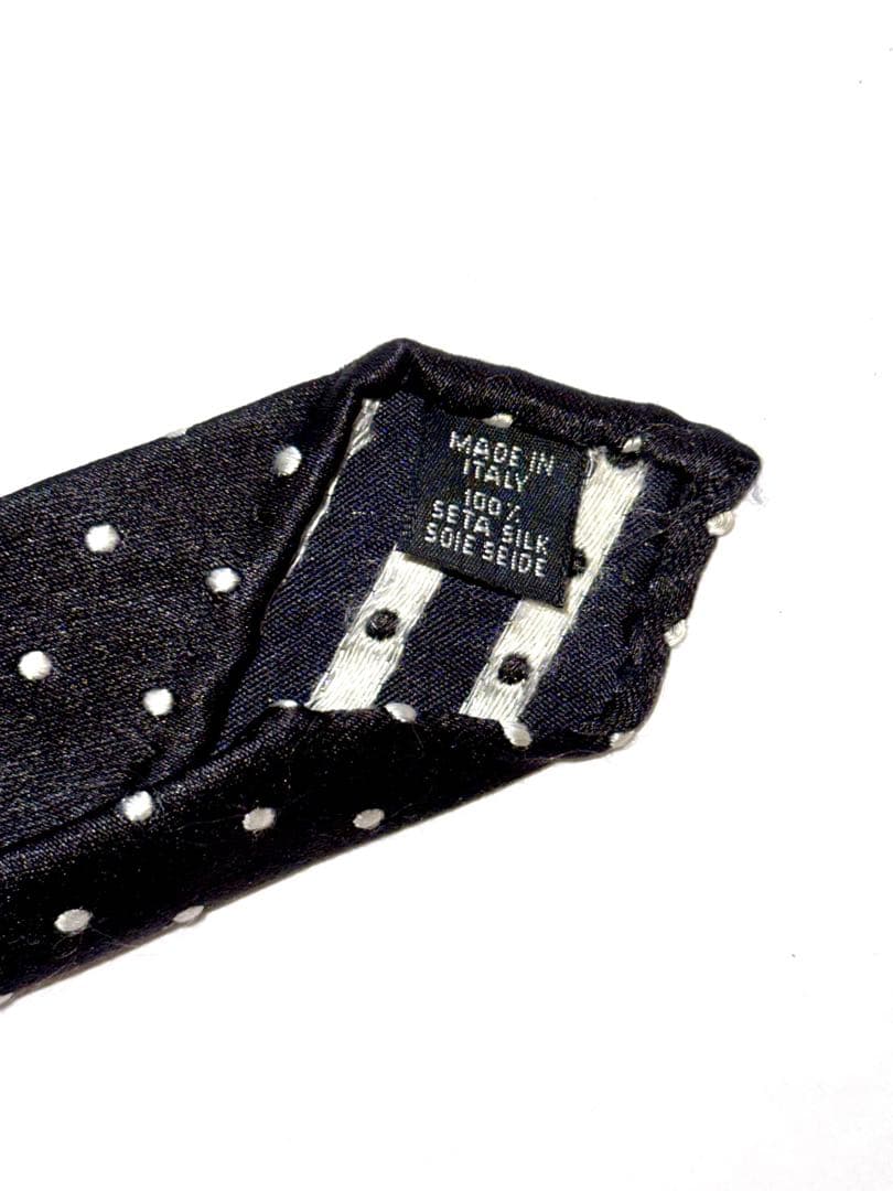 TOMORROWLAND シルク セッテピエゲ ドット　ネクタイ　ブラック