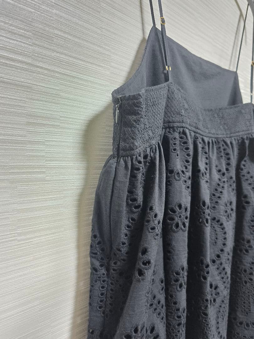 新品 23区【洗える】コットンエンブロイダリー キャミソール 44 ブラック系