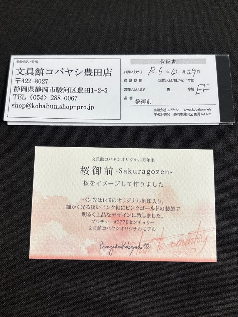 プラチナ万年筆　文具館コバヤシオリジナル　御前桜　EF