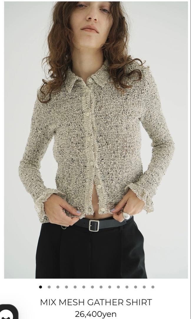 トップス MIX MESH GATHER SHIRT/CLANE