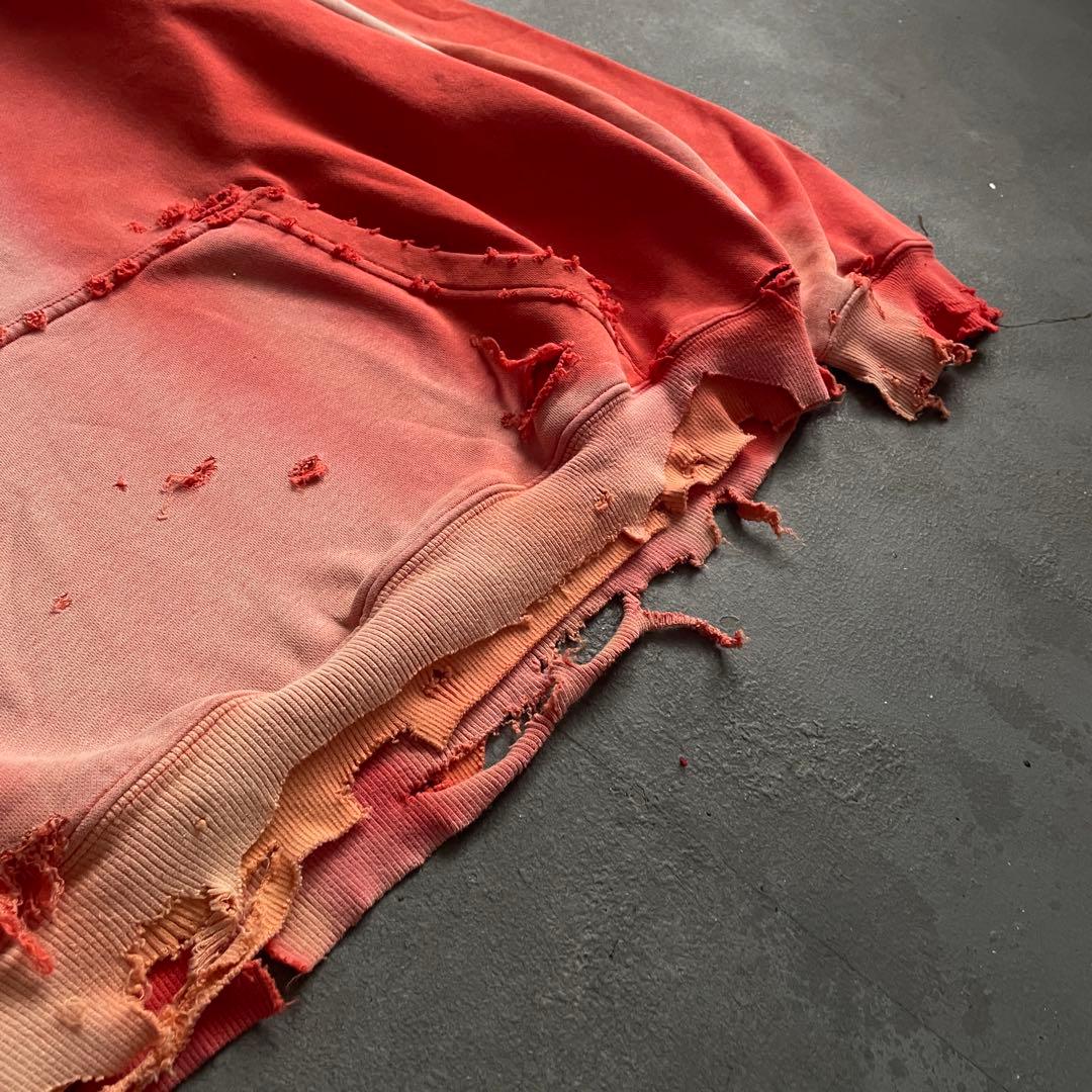 y2k“broken”鬼フェード“襤褸“4XO”フードboro sweat