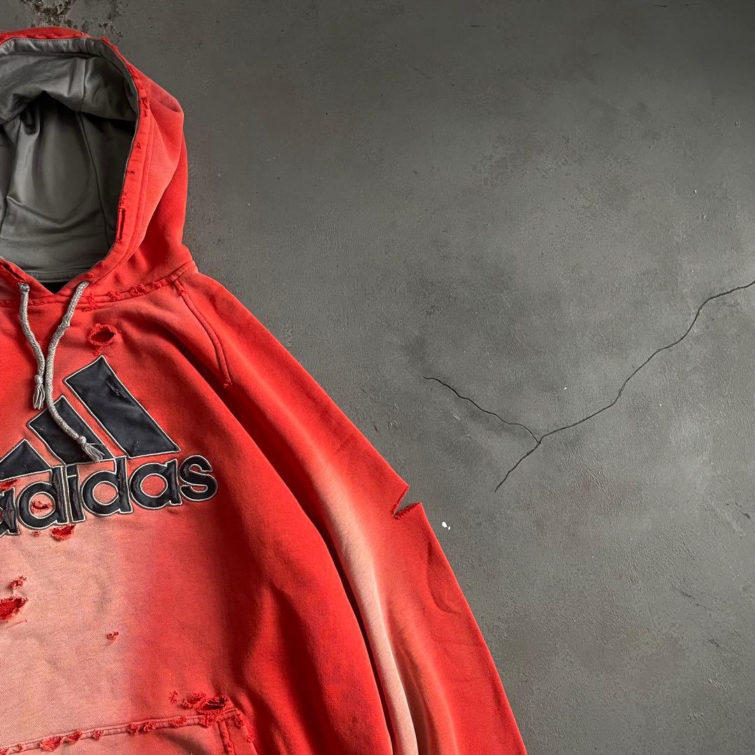 y2k“broken”鬼フェード“襤褸“4XO”フードboro sweat