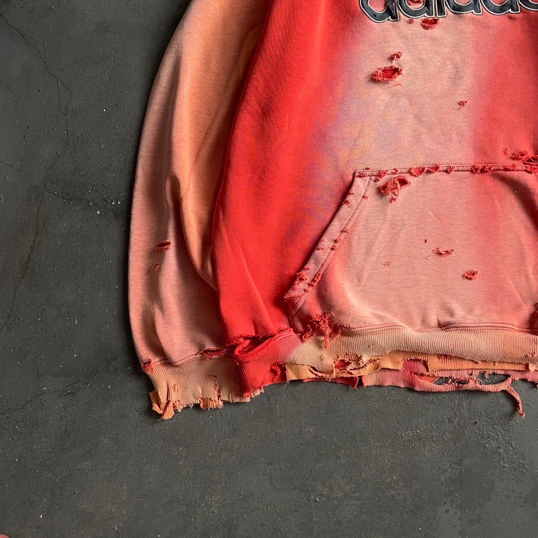 y2k“broken”鬼フェード“襤褸“4XO”フードboro sweat