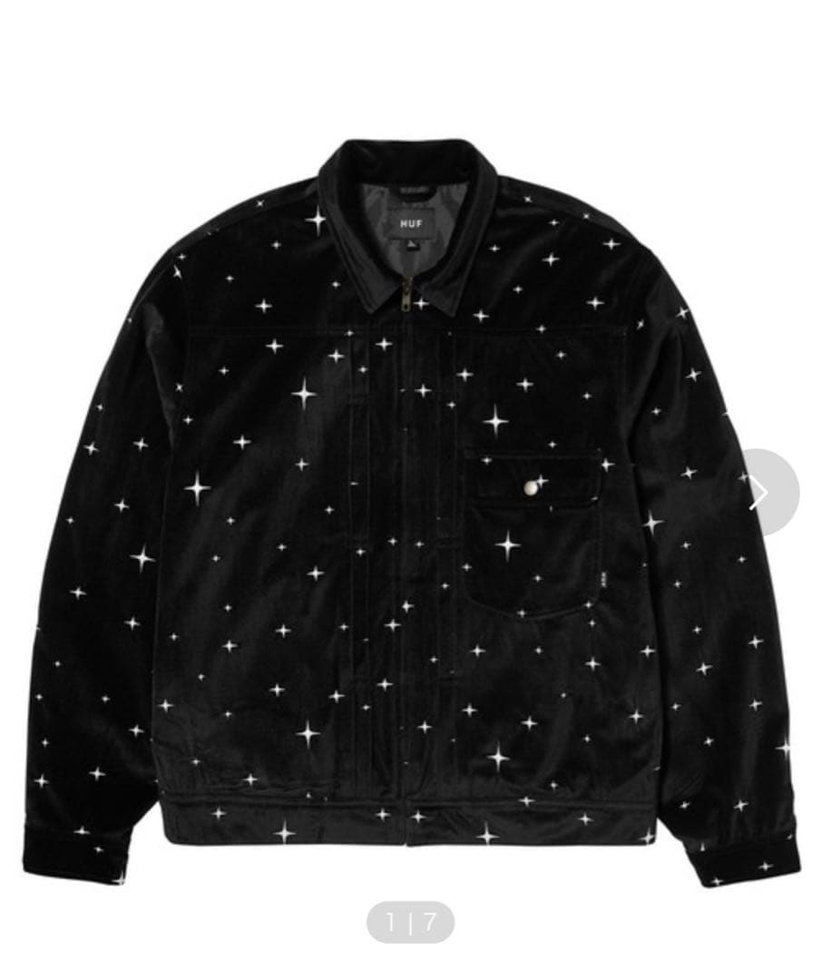 GALAXY VELVET TRUCKER JACKET HUF ジャケット