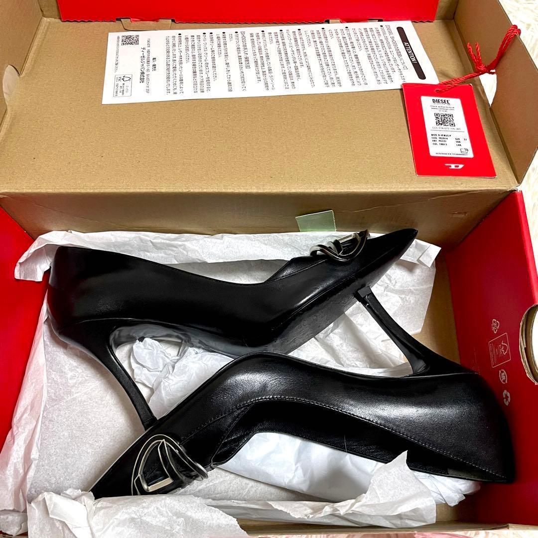 ✨極美品✨ディーゼル ハイヒール ポインテッドトゥ レザー ブラック バックル